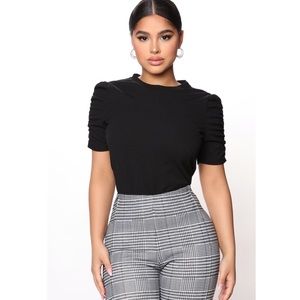Don't Ruche Puff Sleeve Top - Black